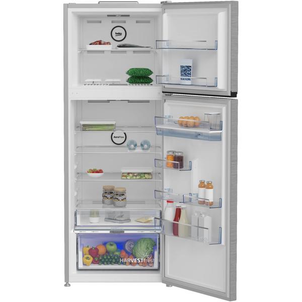 Frigider cu doua usi Beko B5RDNE504LDXB, 477 l, No Frost, Dozator apa, HarvestFresh, Everfresh+, AeroFlow, Display, Compartiment 0°C, Clasa E, H 185 cm (Argintiu)