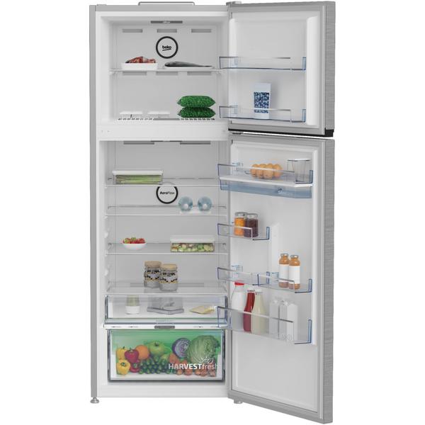 Frigider cu doua usi Beko B5RDNE504LDXB, 477 l, No Frost, Dozator apa, HarvestFresh, Everfresh+, AeroFlow, Display, Compartiment 0°C, Clasa E, H 185 cm (Argintiu)