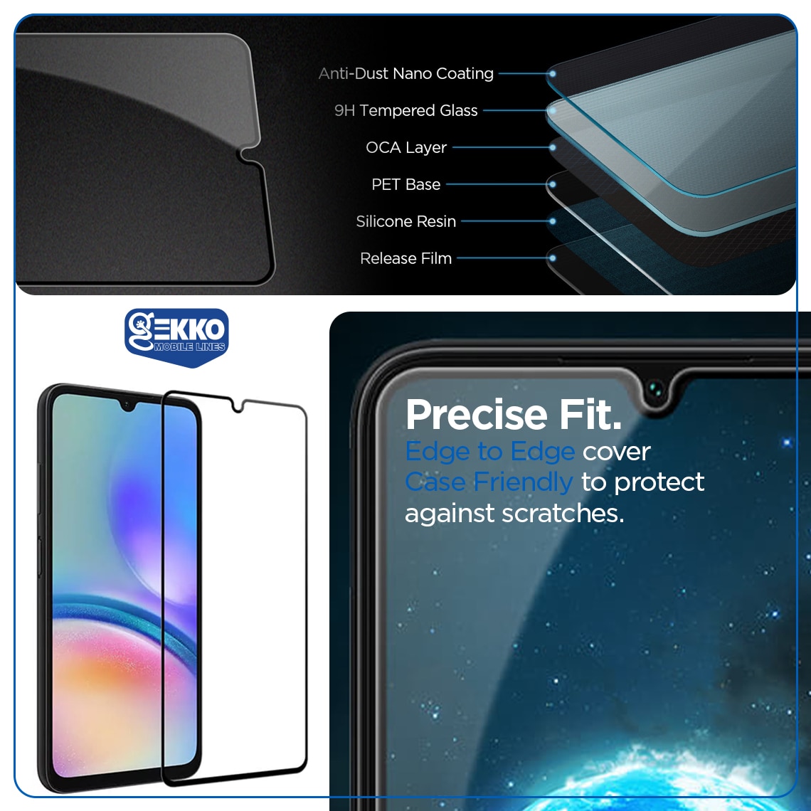 Folie pentru Samsung Galaxy A05, din sticla securizata, Antistatica, Tempered Glass, protectie ecran, Case Friendly, Edge to Edge, Magic Full Frame, Transparenta