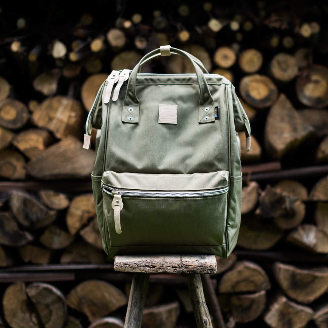 Rucsac dama, Himawari, Nailon, Verde masliniu, 28x15x43 cm