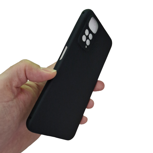 Husa silicon compatibila cu Xiaomi Redmi Note 11/Note 11s cu protectie camera, Negru mat, TELGORBCS