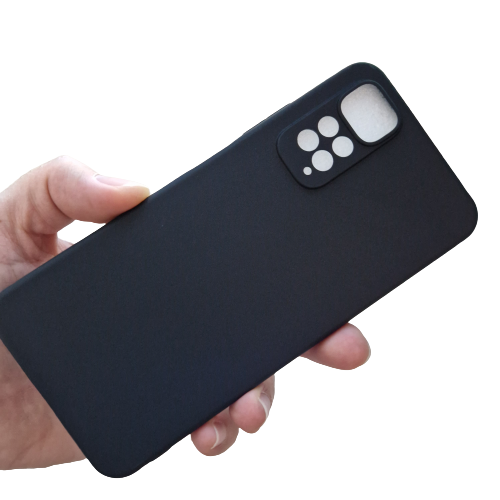 Husa silicon compatibila cu Xiaomi Redmi Note 11/Note 11s cu protectie camera, Negru mat, TELGORBCS