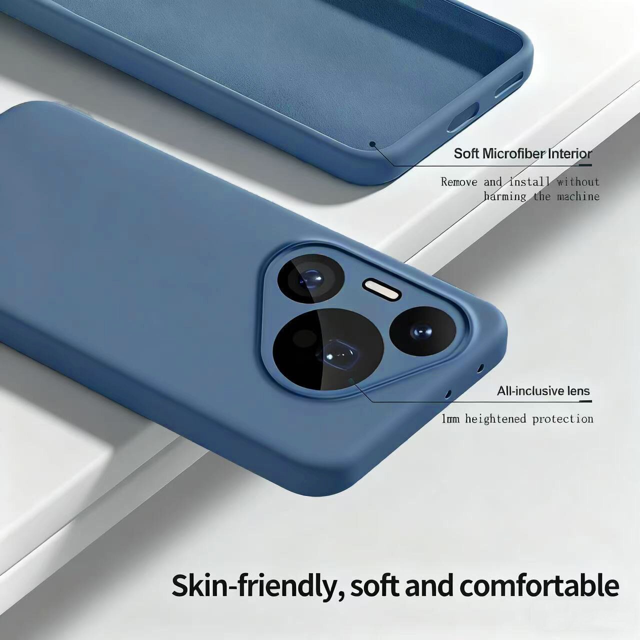 Husa pentruHuawei Pura 70, silicon lichid, Calitate Premium, Interior din Microfibra, Protectie Sporita, Antisoc, Albastru inchis