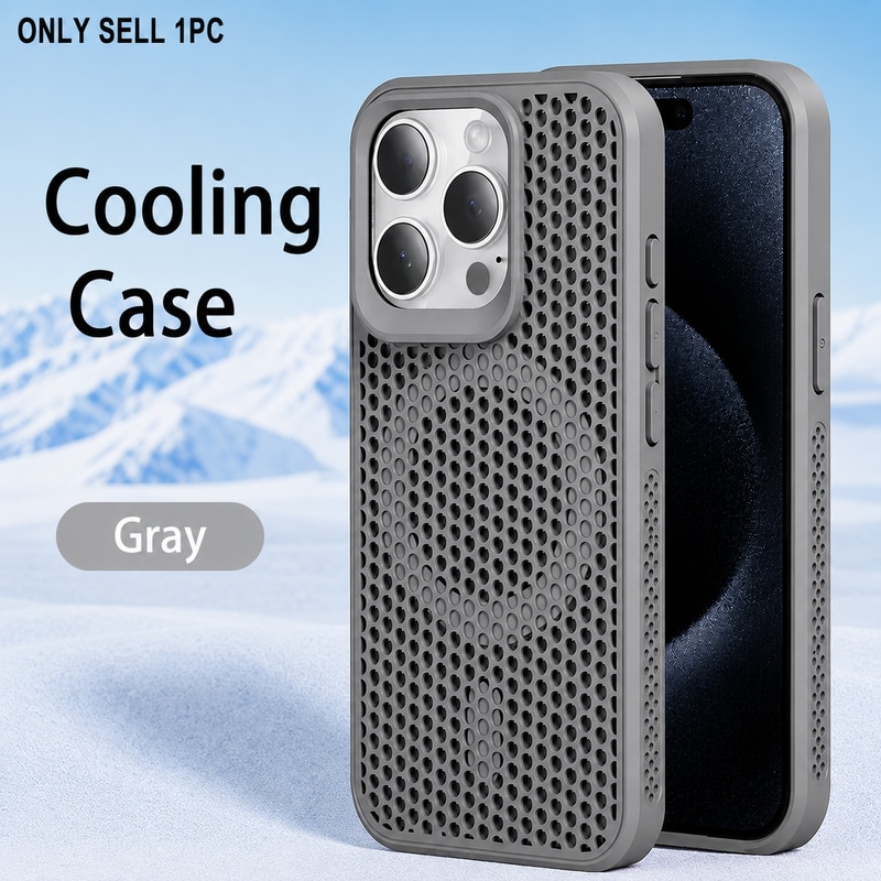 Husa telefon, Textura fagure, Racire, Magnetica, Compatibila cu iPhone 16 Pro Max, Gri