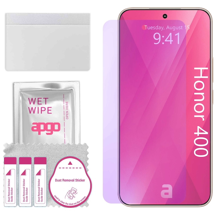 Sticla de protectie ANTI-BLUE apgo pentru Honor 400 – sticla hibrida, securizata pentru display, lucioasa, pro flexible Hybrid Glass, 9H, full glue