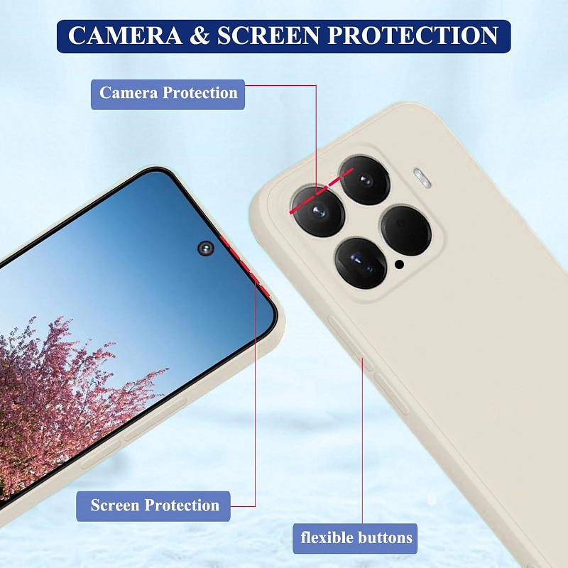 Husă compatibil cu Xiaomi 15 5G, silicon, interior microfibra, bej