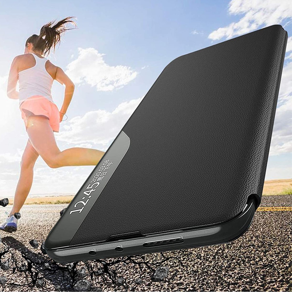 Husa Flip din Piele pentru Xiaomi Redmi Note 8 Pro Unique S-View, Magnetic Smart Close, Stand, Negru
