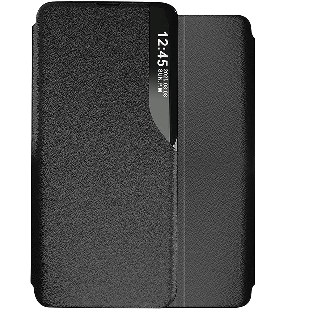 Husa Flip din Piele pentru Xiaomi Redmi Note 8 Pro Unique S-View, Magnetic Smart Close, Stand, Negru