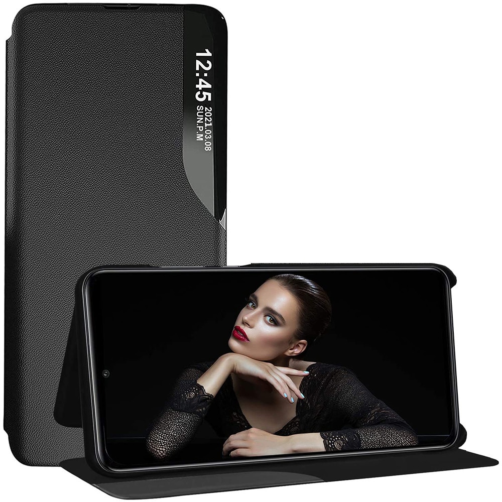 Husa Flip din Piele pentru Xiaomi Redmi Note 8 Pro Unique S-View, Magnetic Smart Close, Stand, Negru