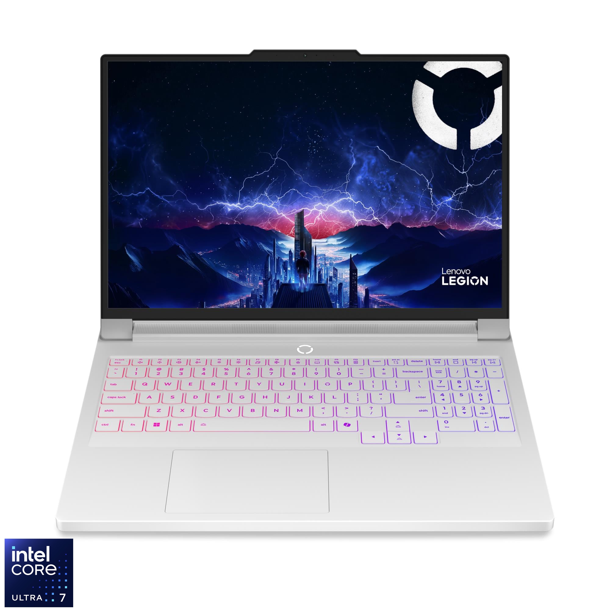 Laptop Gaming Lenovo Legion Pro 7 16IAX10H cu procesor Intel Core™ Ultra 7 255HX pana la 5.2GHz, 16" WQXGA, OLED, 240Hz, 32GB DDR5, 1TB SSD, NVIDIA GeForce RTX™ 5070 Ti 12GB GDDR7, No OS, Glacier White, 3Y on-site Premium Care