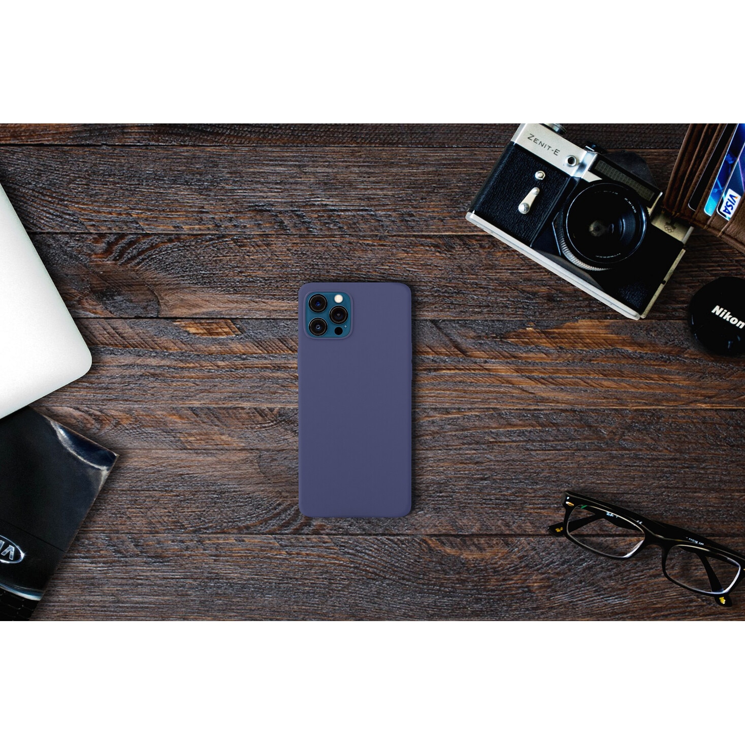 Husa pentru iPhone 12 Pro MAX Ambilife de silicon ranforsat Marine Blue, Albastru marin