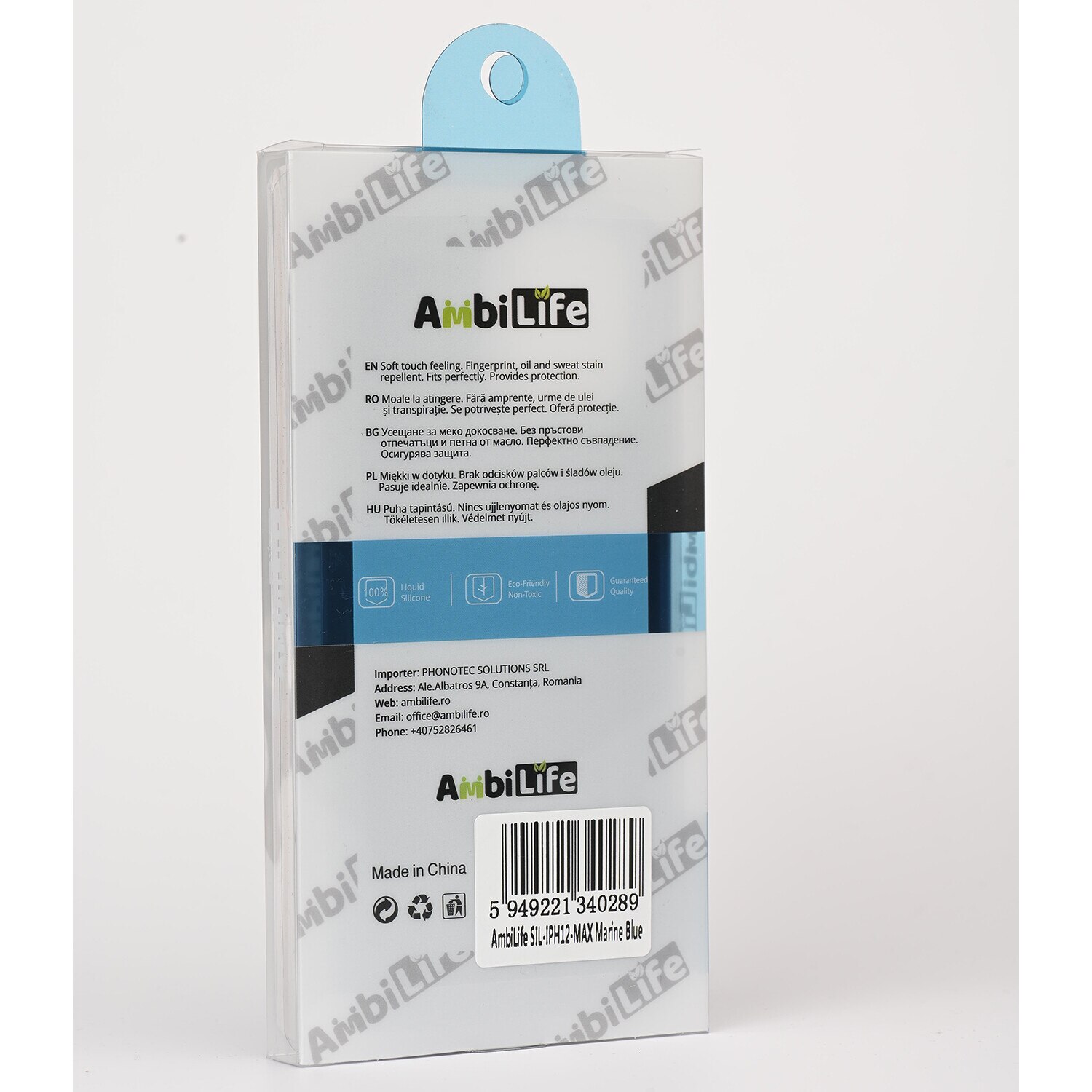 Husa pentru iPhone 12 Pro MAX Ambilife de silicon ranforsat Marine Blue, Albastru marin