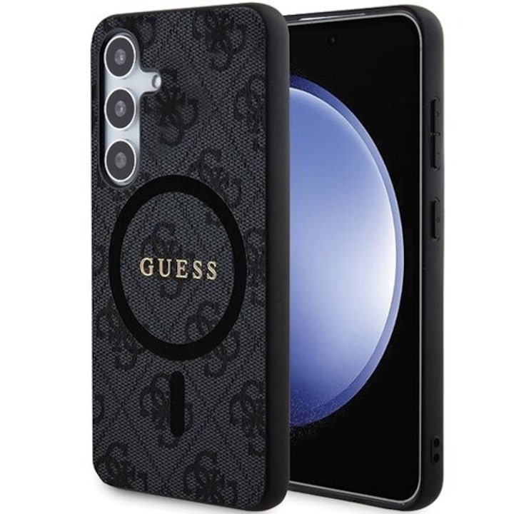Husa de protectie Guess 4G PU Leather MagSafe Colorated Ring and Classic Logo pentru Samsung Galaxy S24, Negru