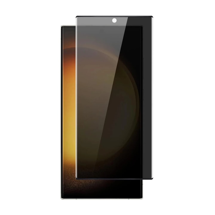 Folie sticla Mobilesmart pentru Samsung Galaxy S23 ULTRA, Privacy, Compatibila cu senzorul de amprenta, Anti Soc, Full Glue
