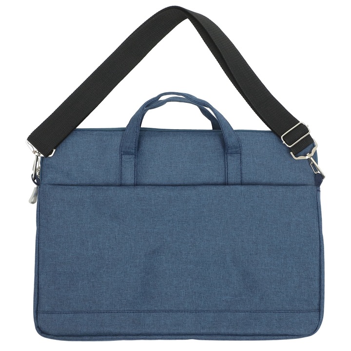 Geanta laptop 15.6 inch, poliester Oxford, albastru inchis, 40x30x4cm