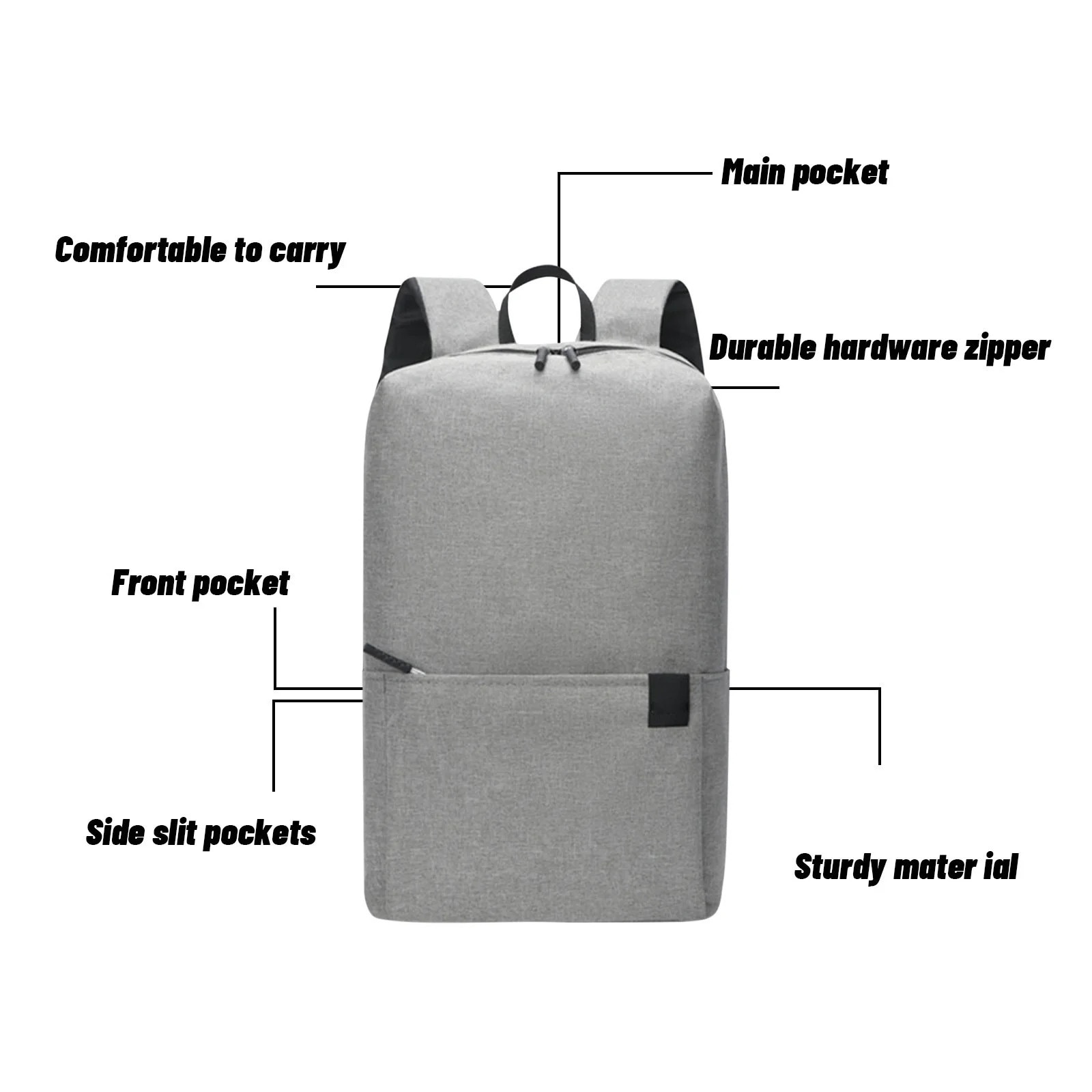 Rucsac laptop 13", rezistent, gri, 34x22x12cm, unisex, cu port USB si portofel inclus