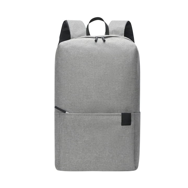Rucsac laptop 13", rezistent, gri, 34x22x12cm, unisex, cu port USB si portofel inclus