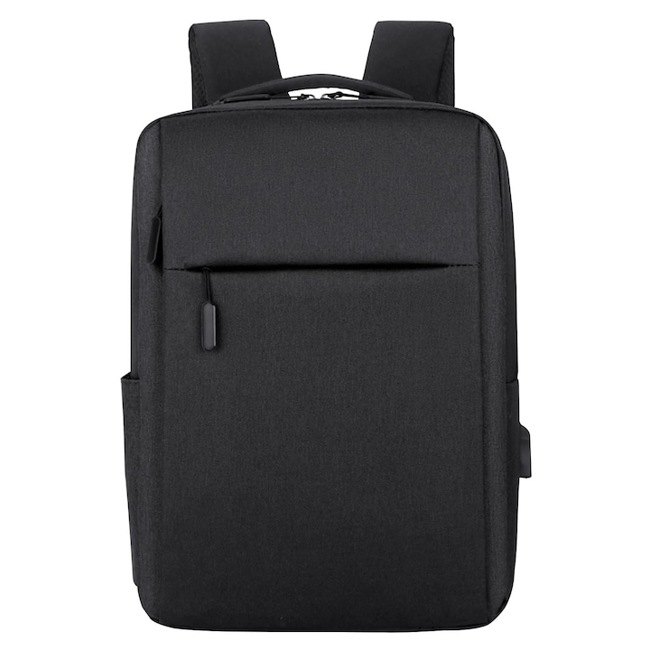 Rucsac business cu port USB, negru, 41x29x12cm