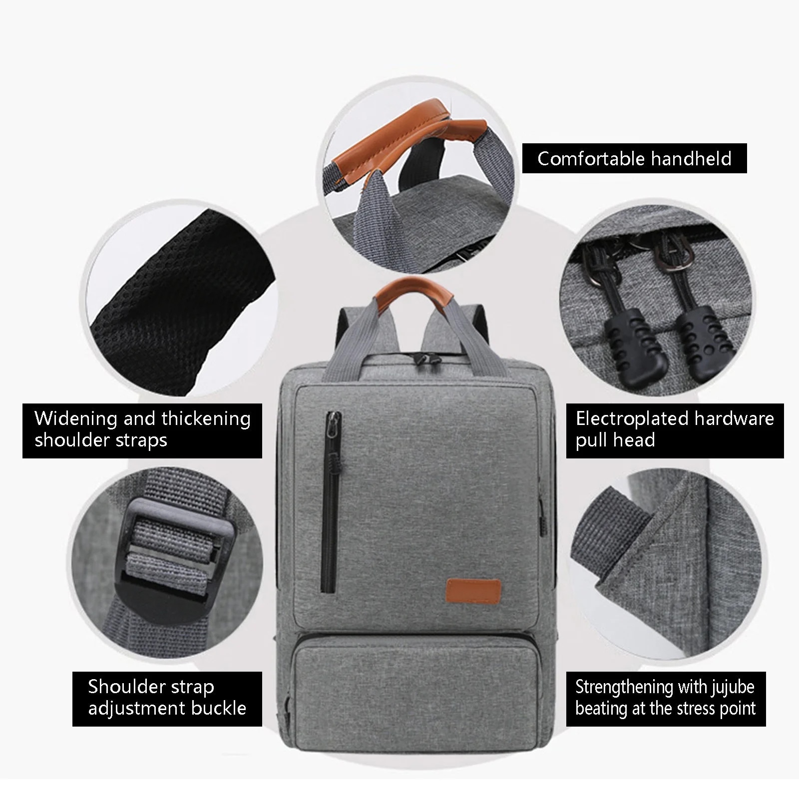 Rucsac laptop set 3 piese, 17 inch, gri, 45x32x16cm, 30x18x6cm, 18x12x2cm