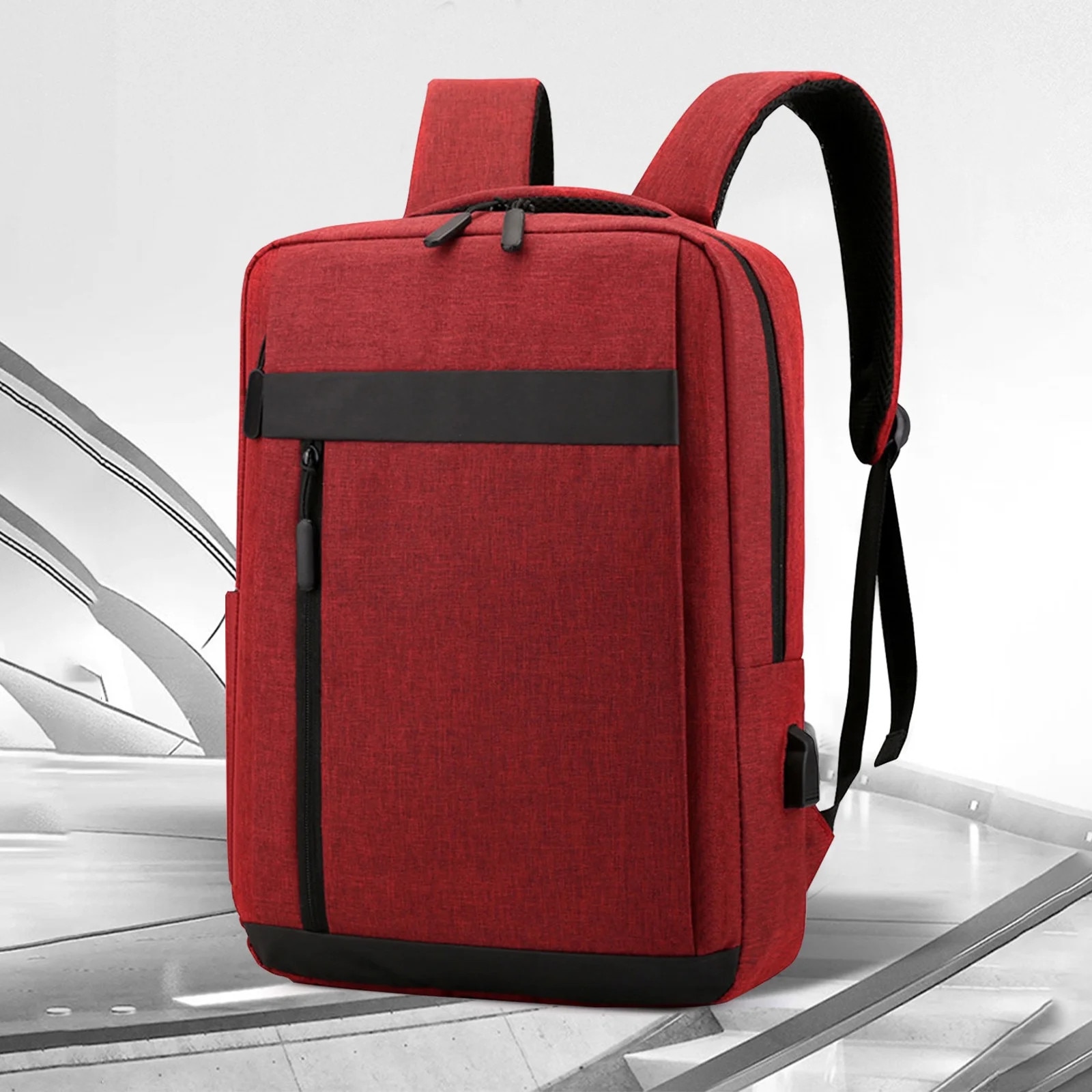 Rucsac business, 15.6 inch, USB, rosu, 40x30x11cm