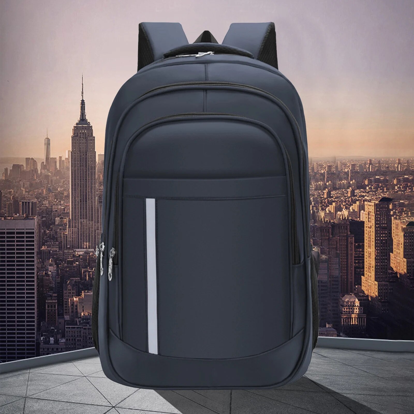 Rucsac laptop unisex 15.6 inch, Oxford, albastru inchis, 52x35x15cm
