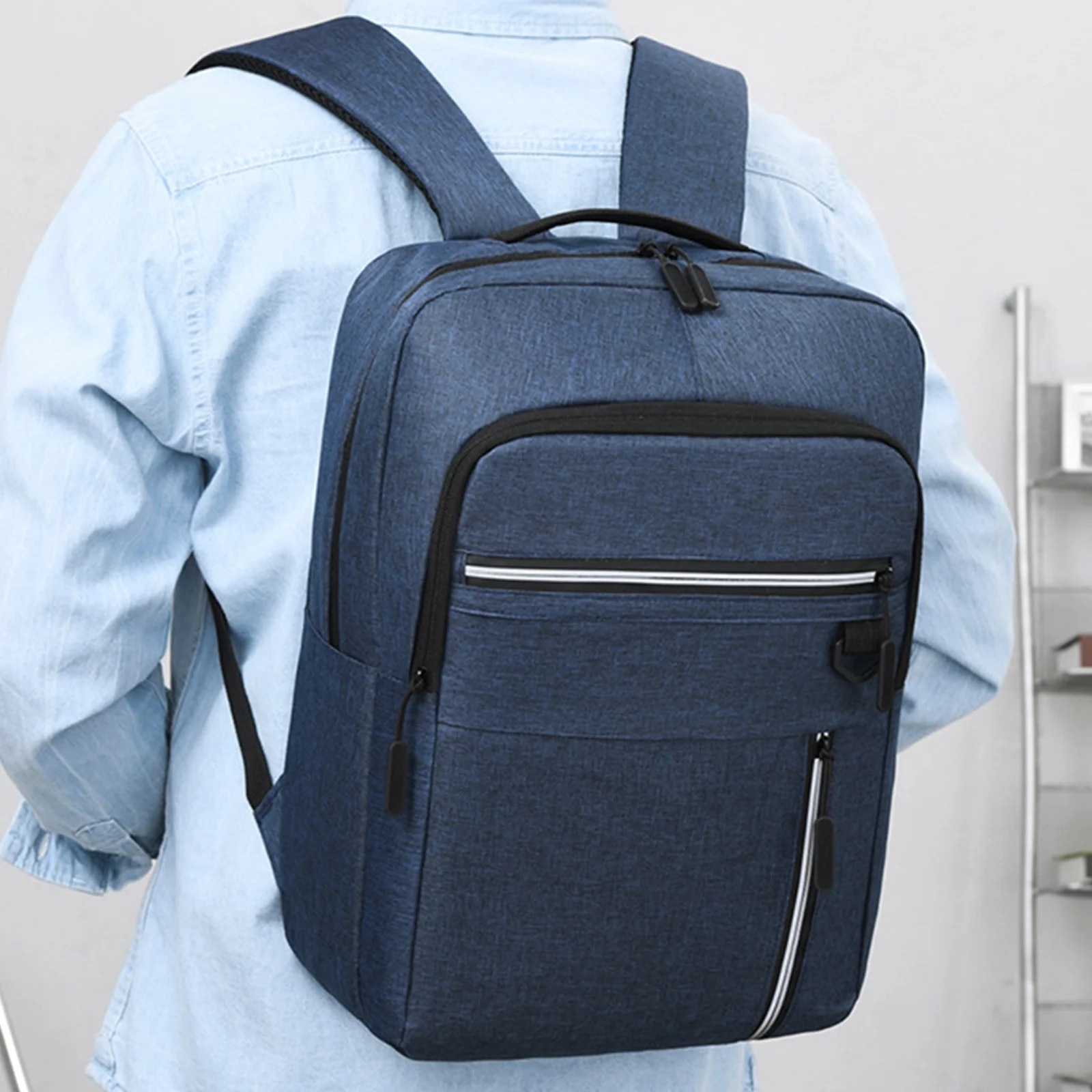 Rucsac business cu port USB, albastru, 40x28x14cm