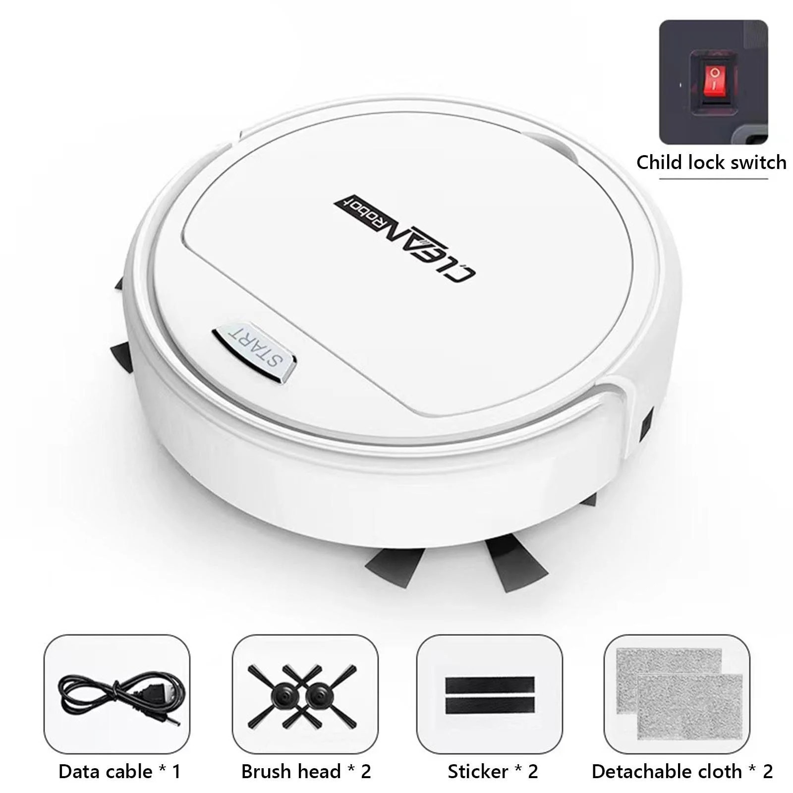 Aspirator robot 3 in 1 cu mop, 2400mAh, 1800PA, alb