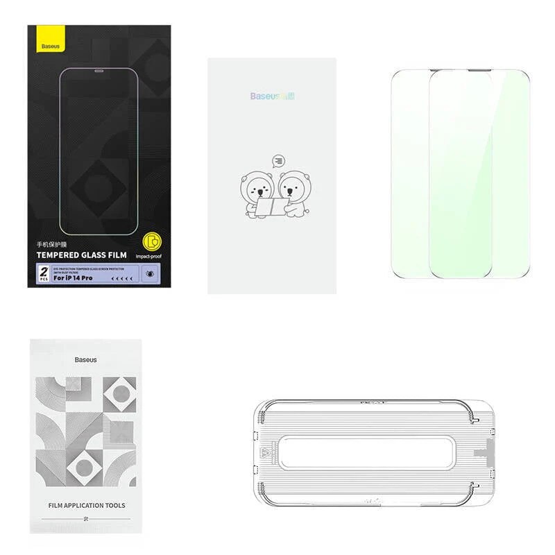 Folie sticla securizata Baseus Crystal Blue Light Protector compatibila cu iPhone 14 Pro, Transparent