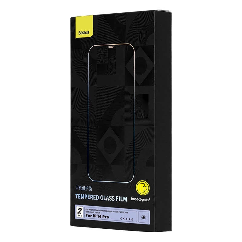 Folie sticla securizata Baseus Crystal Blue Light Protector compatibila cu iPhone 14 Pro, Transparent