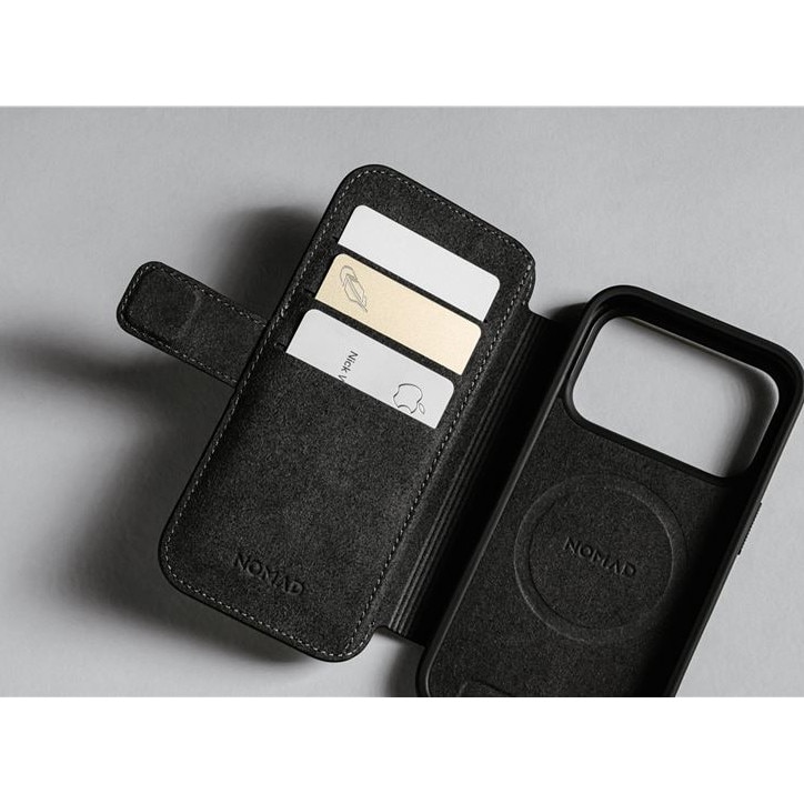 Husa din piele Nomad Modern Leather Folio cu Card Slot compatibila cu iPhone 17 Pro, Maro