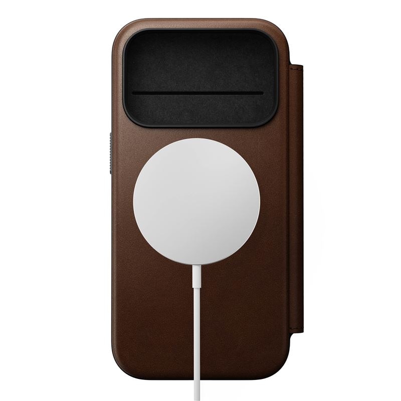 Husa din piele Nomad Modern Leather Folio cu Card Slot compatibila cu iPhone 17 Pro, Maro