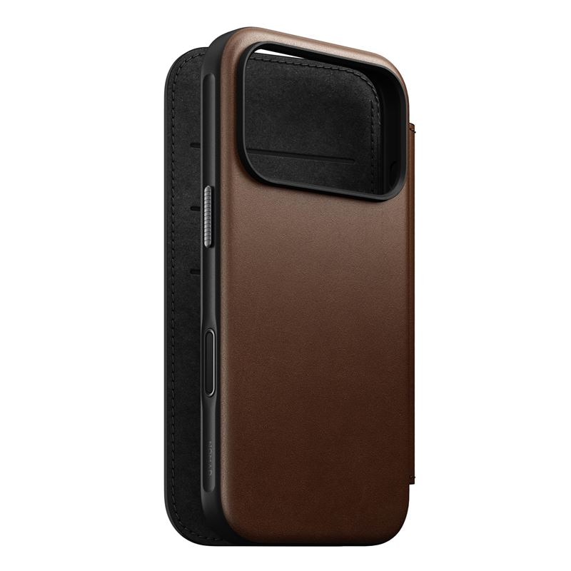 Husa din piele Nomad Modern Leather Folio cu Card Slot compatibila cu iPhone 17 Pro, Maro