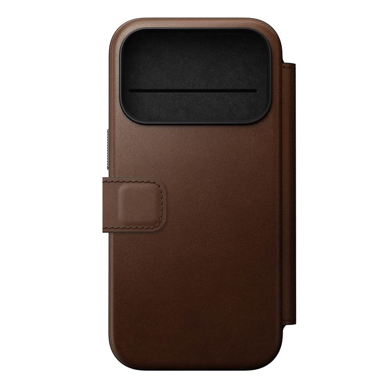 Husa din piele Nomad Modern Leather Folio cu Card Slot compatibila cu iPhone 17 Pro, Maro