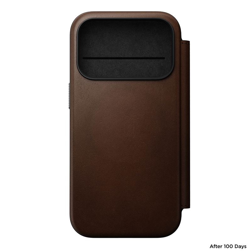 Husa din piele Nomad Modern Leather Folio cu Card Slot compatibila cu iPhone 17 Pro, Maro