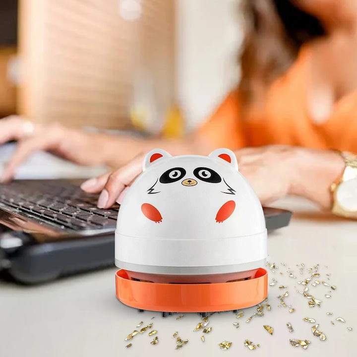 Aspirator de birou mini wireless, portabil, 8.8x8.8x9cm, alb