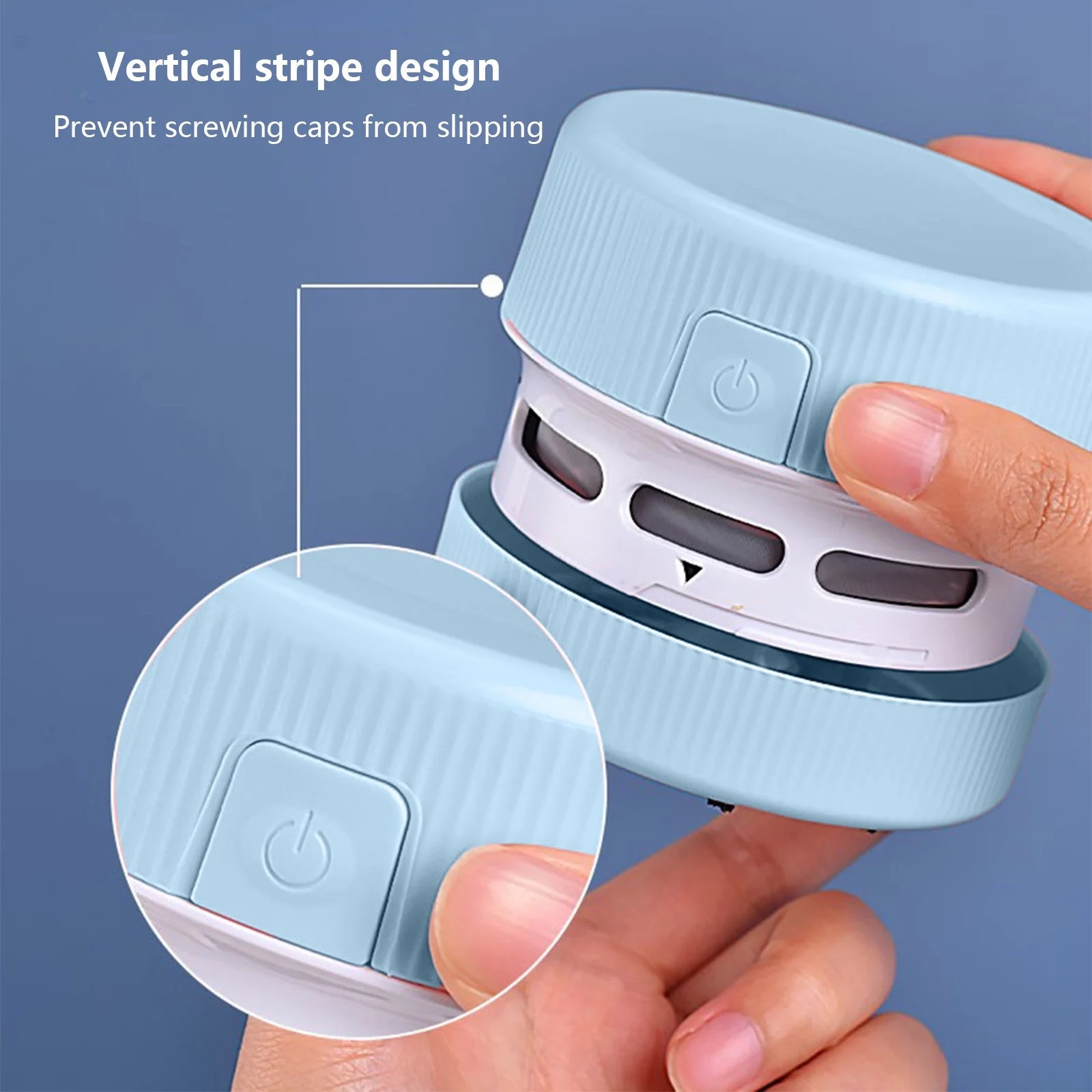 Aspirator desktop mini, USB, albastru, 9x8.5x9.3cm
