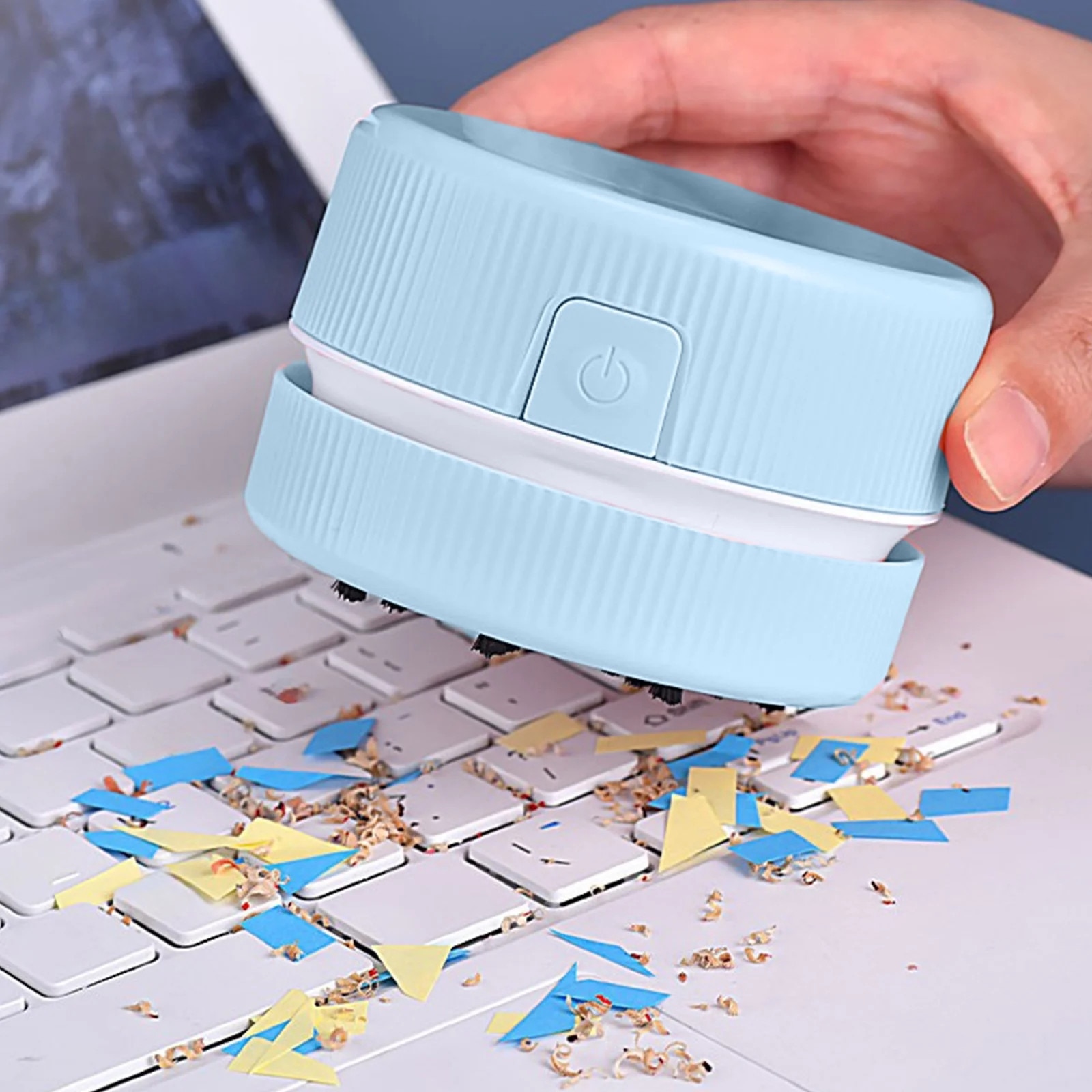 Aspirator desktop mini, USB, albastru, 9x8.5x9.3cm