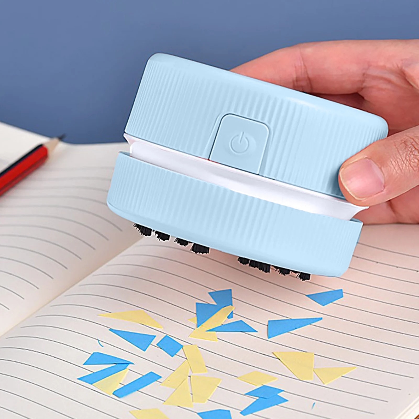 Aspirator desktop mini, USB, albastru, 9x8.5x9.3cm