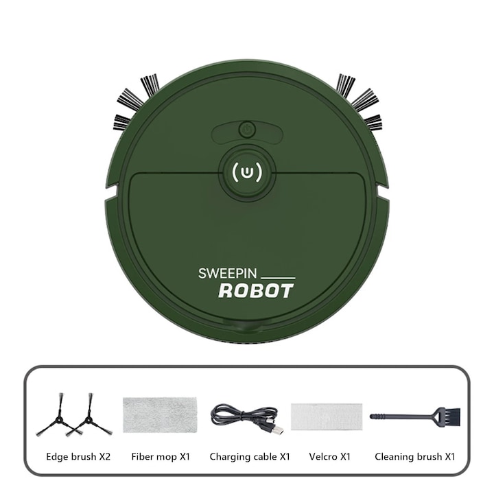 Aspirator robot argintiu, 3 in 1, incarcare USB, verde