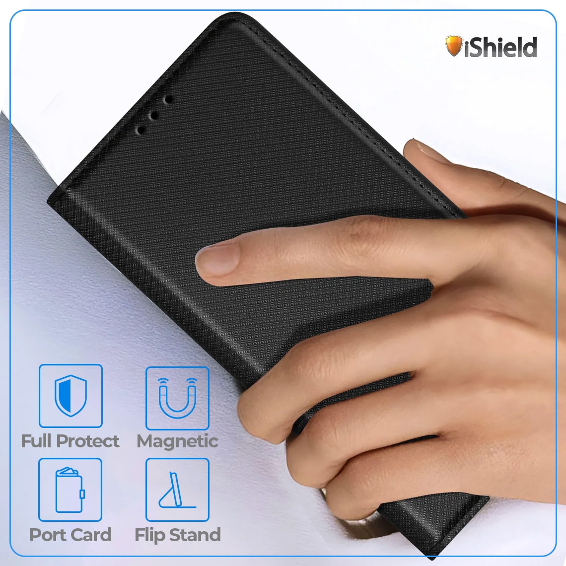 Husa Flip pentru Xiaomi Redmi Note 14 Pro 5G, tip carte cu inchidere magnetica, buzunar carduri, functie Stand, FlipSmart, Neagra