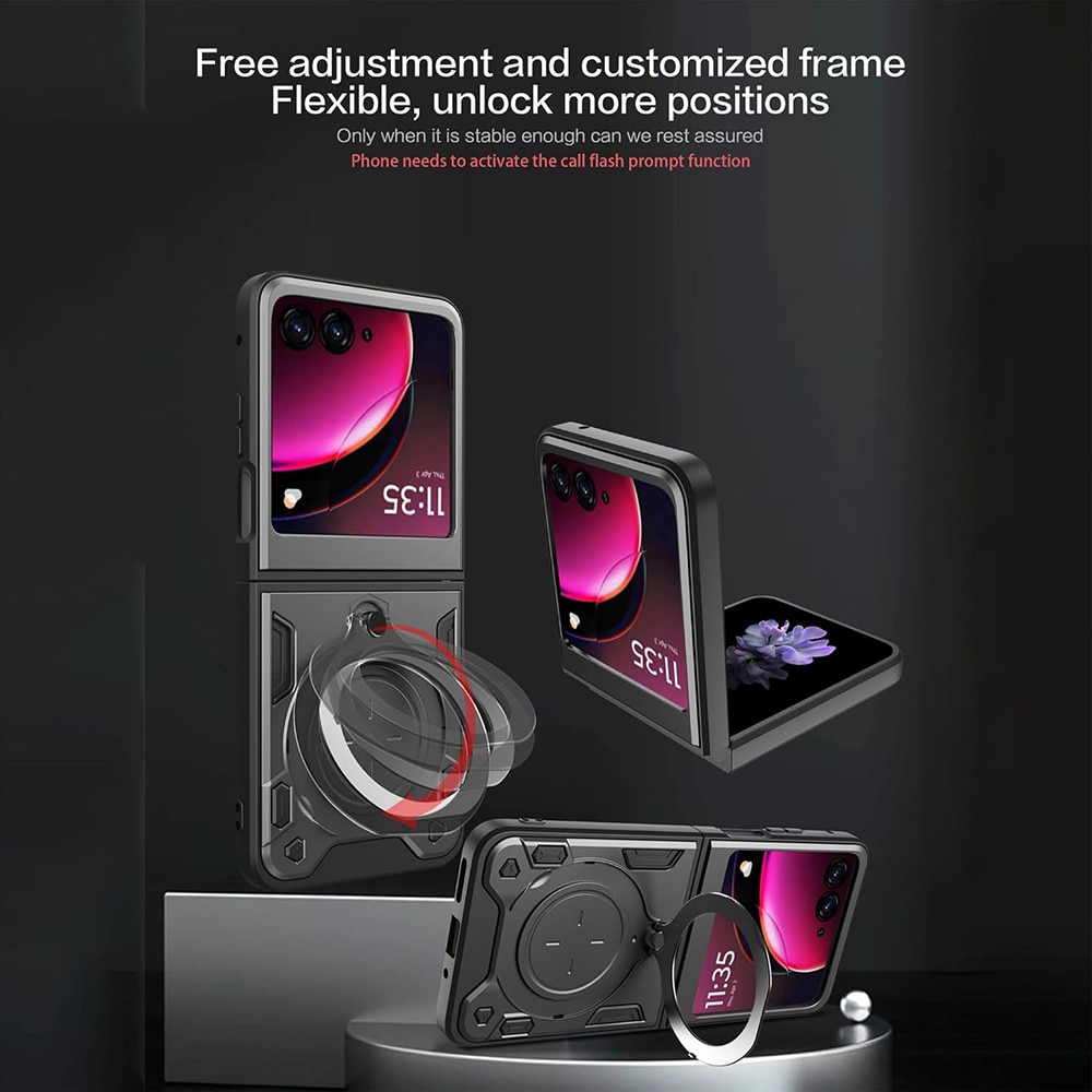 Husa pentru Motorola Razr 60 Ultra cu suport magnetic integrat Ring Shockproof Negru