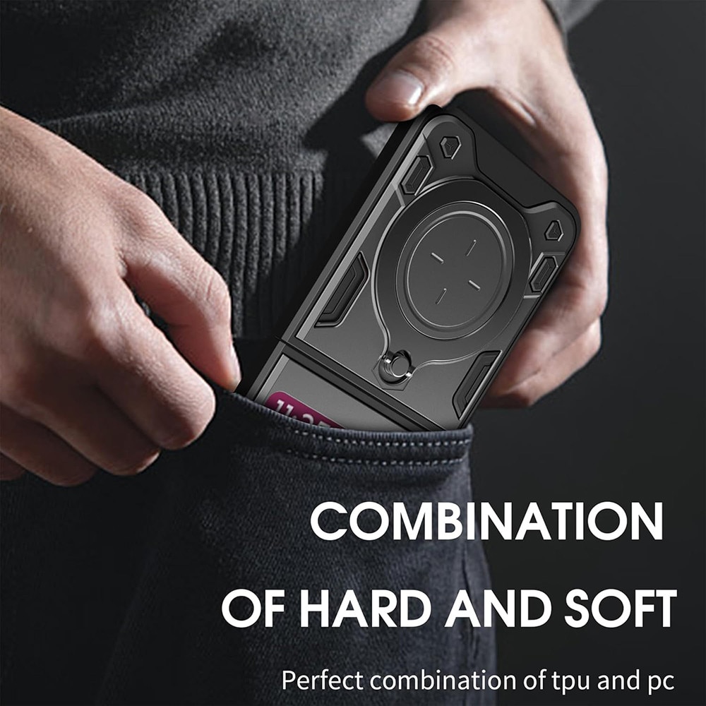 Husa pentru Motorola Razr 60 Ultra cu suport magnetic integrat Ring Shockproof Negru