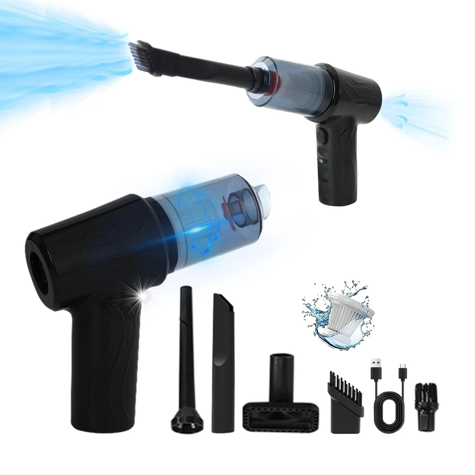 Aspirator portabil auto 100W 2500Pa negru 21.5x16x6.7cm