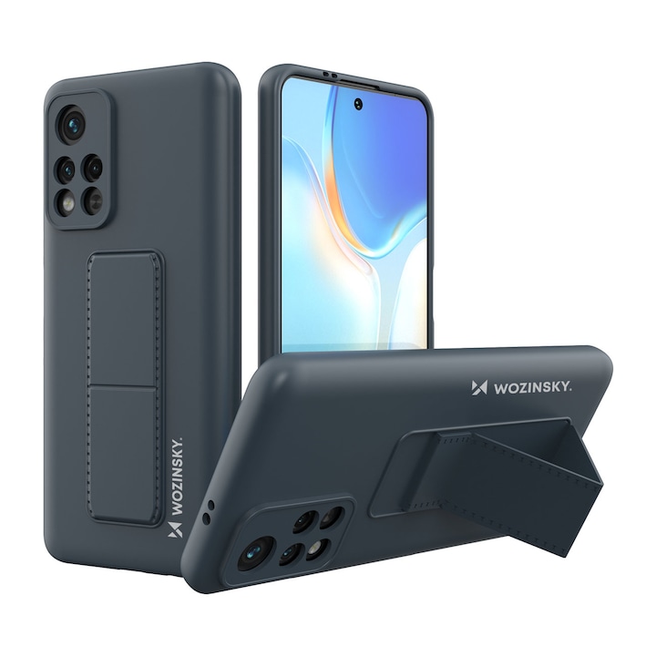 Husa cu suport pentru Xiaomi Poco M4 Pro 5G, Wozinsky, Silicon, Bleumarin