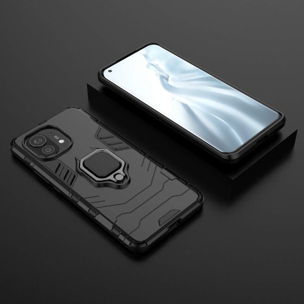 Carcasa Antisoc Ring Armor KickStand pentru Xiaomi Mi 11, Negru