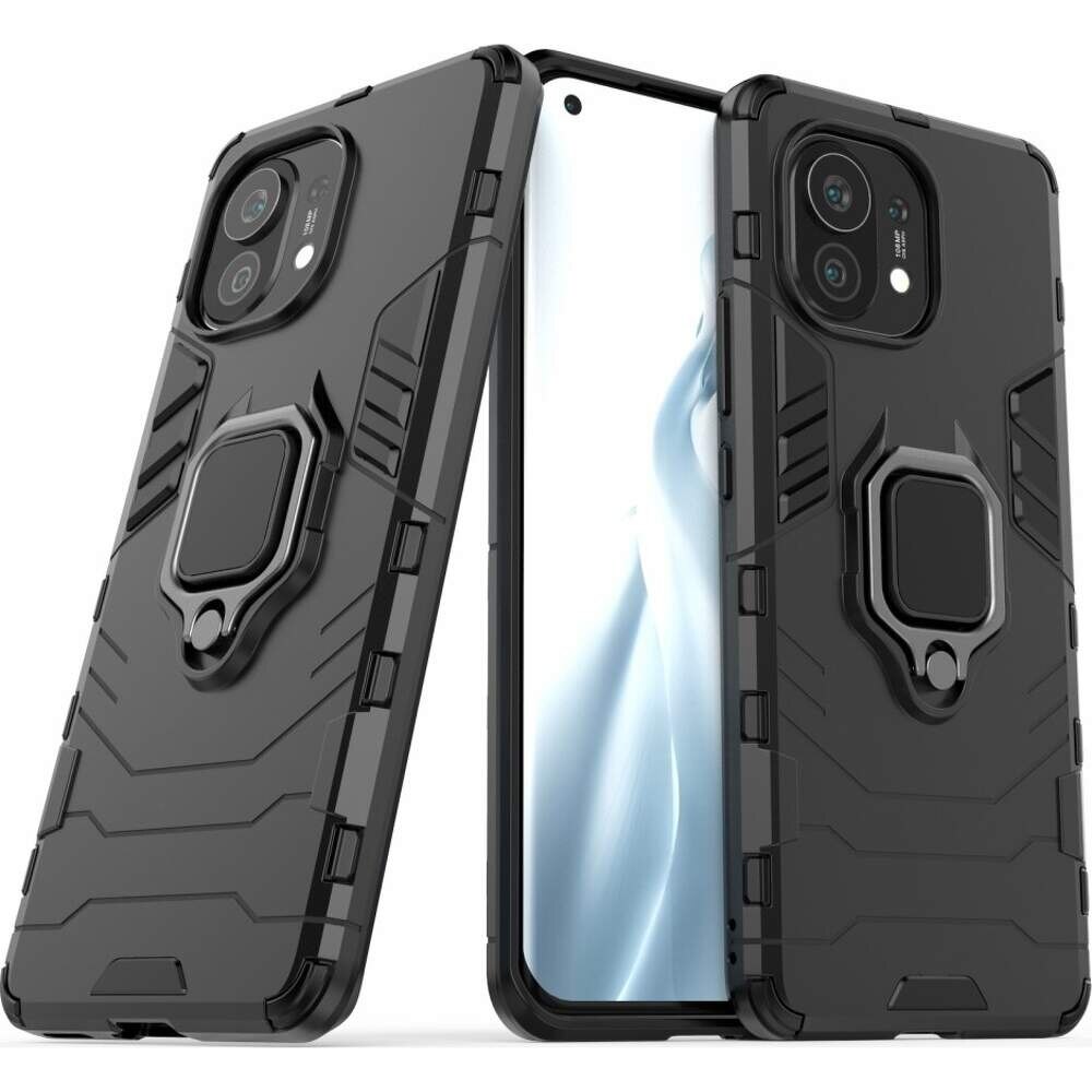 Carcasa Antisoc Ring Armor KickStand pentru Xiaomi Mi 11, Negru