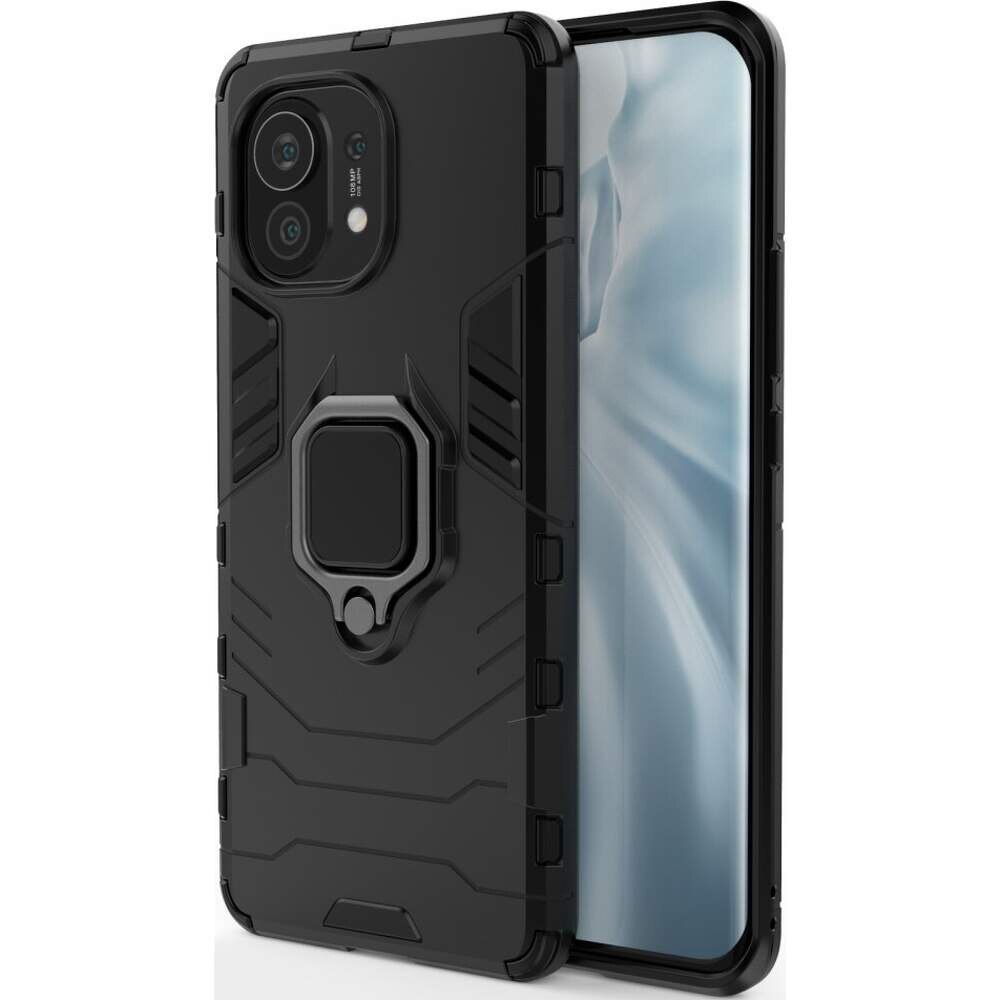 Carcasa Antisoc Ring Armor KickStand pentru Xiaomi Mi 11, Negru