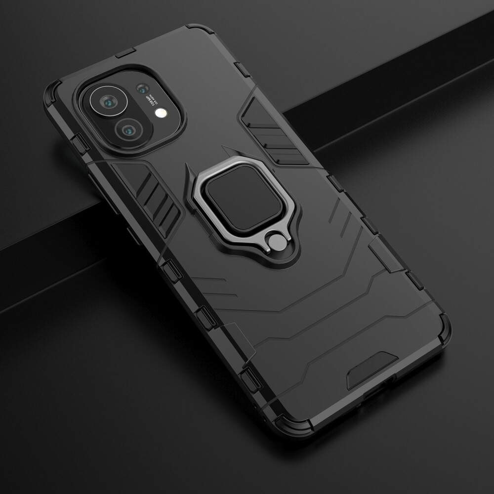 Carcasa Antisoc Ring Armor KickStand pentru Xiaomi Mi 11, Negru
