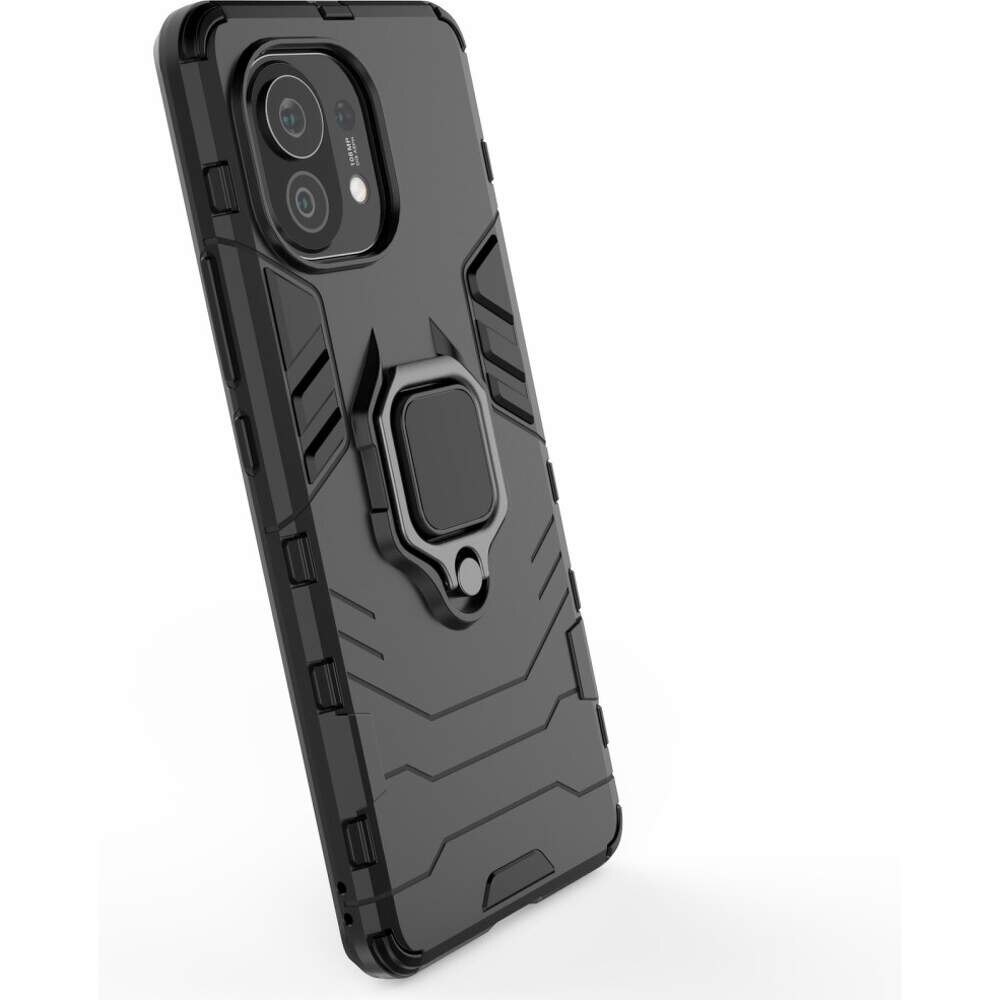 Carcasa Antisoc Ring Armor KickStand pentru Xiaomi Mi 11, Negru