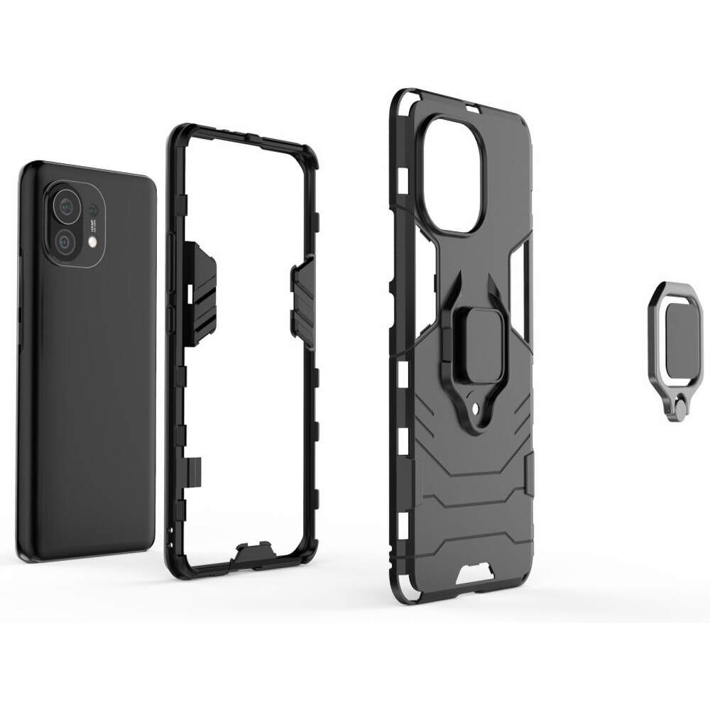 Carcasa Antisoc Ring Armor KickStand pentru Xiaomi Mi 11, Negru
